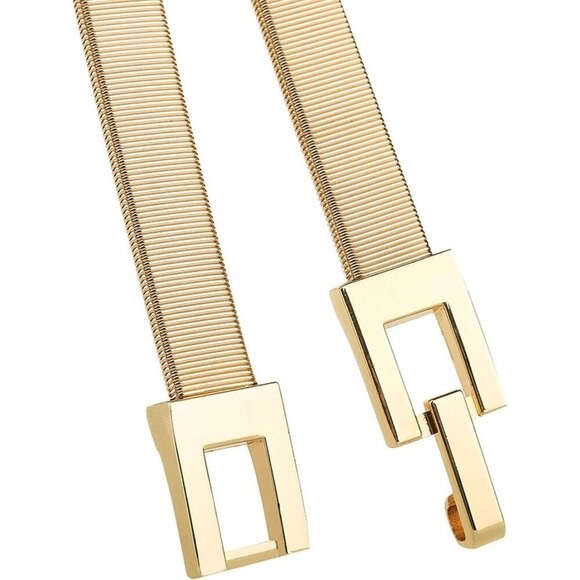 Women\'s Elastic Metal Skinny Chain Belt Gold Silver Adjustable Waist Accessories main image 4